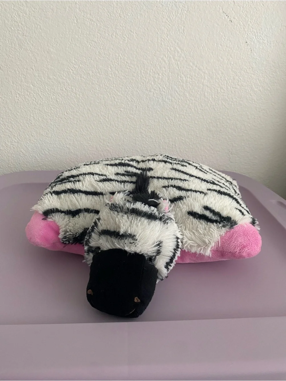 Pillow Pet black & pink Zebra Mini Plush Pee-Wee 2010 Original